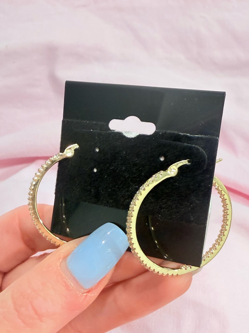 Nordstrom Gold Hoop Earrings with Clear Crystals